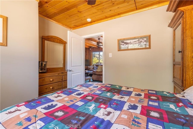 43656 Ridge Crest Dr, Big Bear Lake, CA 92315 - bedroom featuring wooden ceiling and crown molding