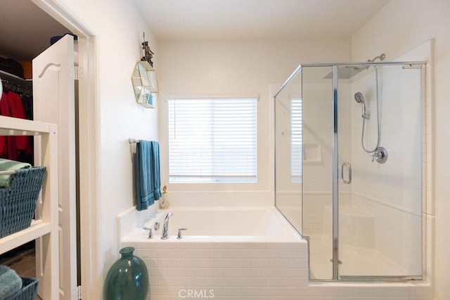 24802 Sandy Trail Pl, Menifee, CA 92584 - full bath featuring a shower stall, a bath, and a walk in closet