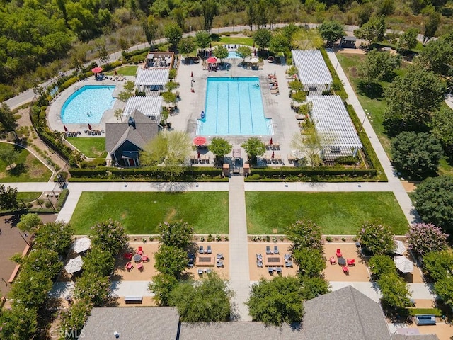 24802 Sandy Trail Pl, Menifee, CA 92584 - drone / aerial view of a pool area