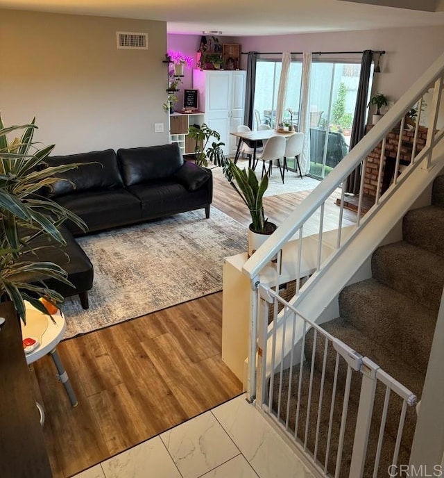 25675 Via Del Rey, San Juan Capistrano, CA 92675 - living room with stairway and marble finish flooring