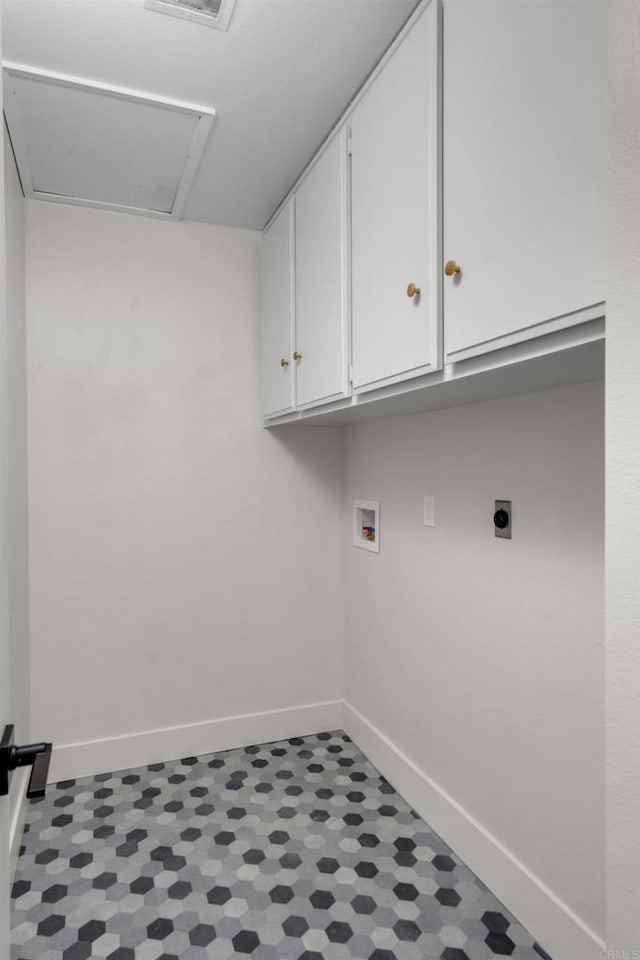 22 Seaview Dr S, Rolling Hills Estates, CA 90274 - laundry room featuring cabinet space, baseboards, attic access, and electric dryer hookup