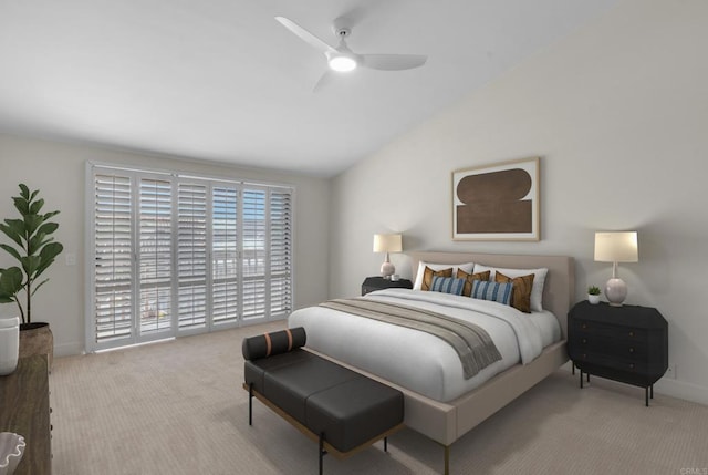22 Seaview Dr S, Rolling Hills Estates, CA 90274 - bedroom featuring carpet floors, vaulted ceiling, a ceiling fan, and baseboards