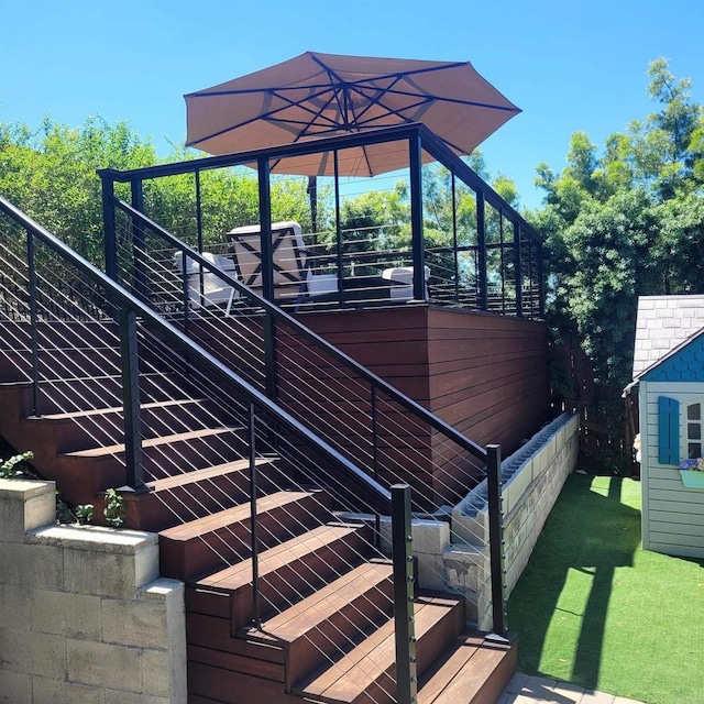 2528 Windmill View Rd, El Cajon, CA 92020 - wooden terrace featuring stairs