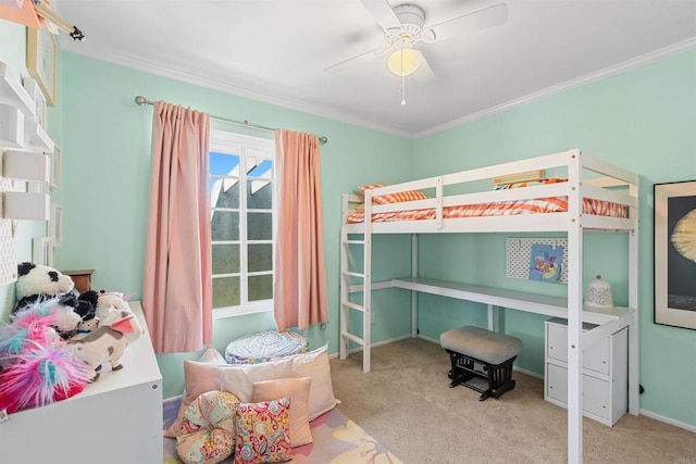 2528 Windmill View Rd, El Cajon, CA 92020 - bedroom with crown molding, carpet floors, ceiling fan, and baseboards