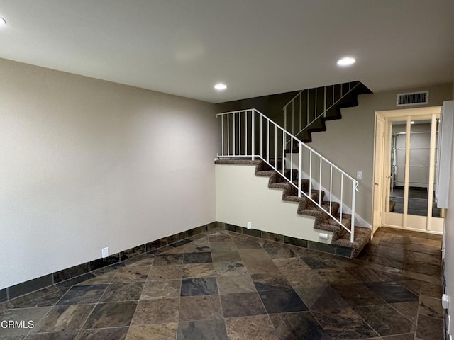 1797 E Avenida De Las Flores, Thousand Oaks, CA 91362 - stairs with baseboards, recessed lighting, and stone finish floors