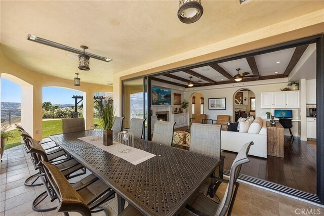21925 Heatheridge Dr, Yorba Linda, CA 92887 - view of patio with ceiling fan and outdoor dining area