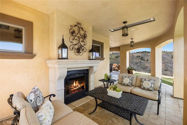 21925 Heatheridge Dr, Yorba Linda, CA 92887 - view of patio with an outdoor living space with a fireplace
