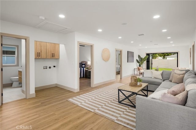 5161 E 27th St, Long Beach, CA 90815 - living room with light wood-type flooring and recessed lighting