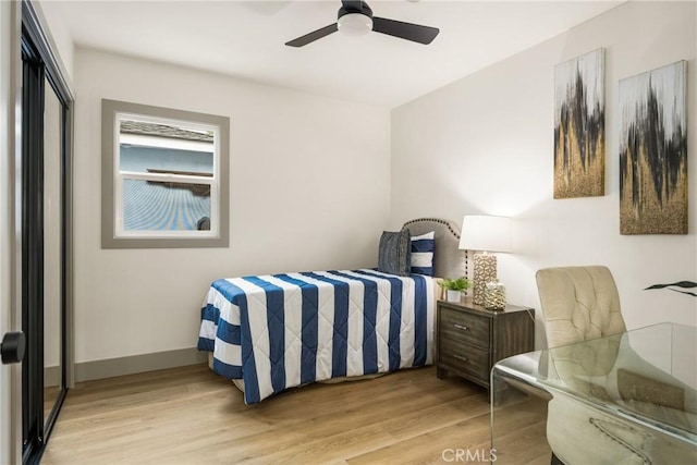 5161 E 27th St, Long Beach, CA 90815 - bedroom featuring light wood-style flooring and ceiling fan