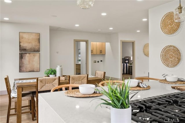 5161 E 27th St, Long Beach, CA 90815 - dining space featuring recessed lighting and light wood-type flooring