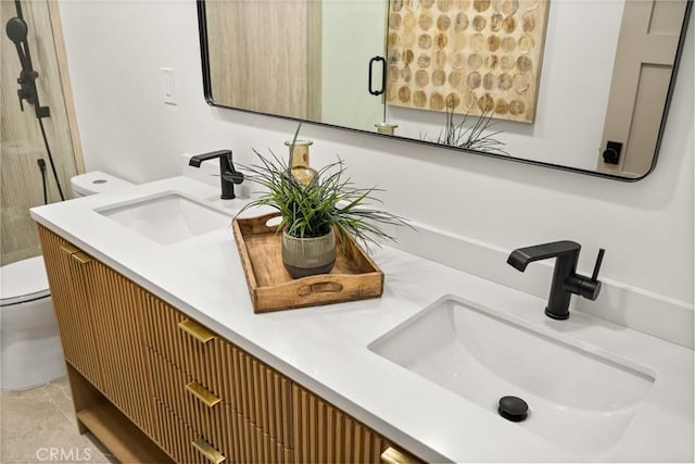 5161 E 27th St, Long Beach, CA 90815 - bathroom with double vanity and a stall shower