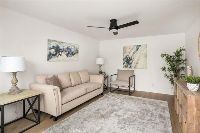 5161 E 27th St, Long Beach, CA 90815 - living room with wood finished floors and ceiling fan
