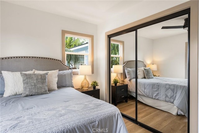 5161 E 27th St, Long Beach, CA 90815 - bedroom with light wood-type flooring and a closet