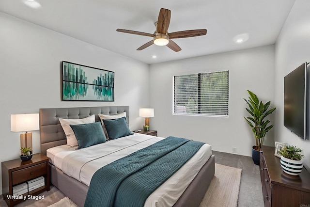 6362 Rancho Mission Rd Unit 712, San Diego, CA 92108 - carpeted bedroom featuring recessed lighting and ceiling fan