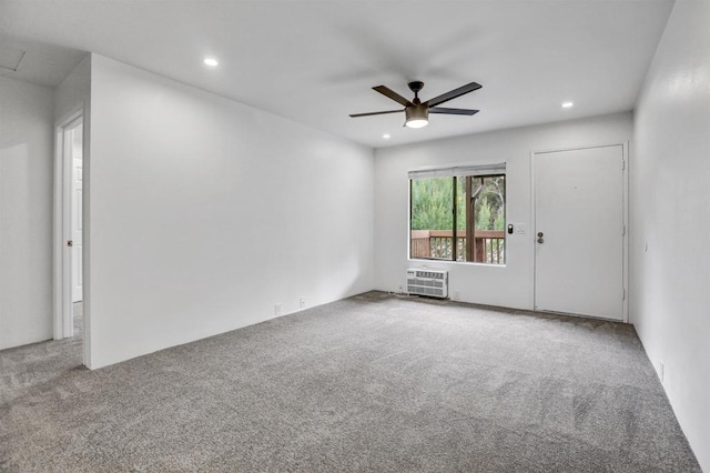 6362 Rancho Mission Rd Unit 712, San Diego, CA 92108 - carpeted empty room featuring a ceiling fan, a wall unit AC, and recessed lighting
