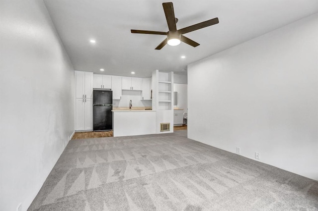 6362 Rancho Mission Rd Unit 712, San Diego, CA 92108 - unfurnished living room with ceiling fan, light colored carpet, recessed lighting, and a sink