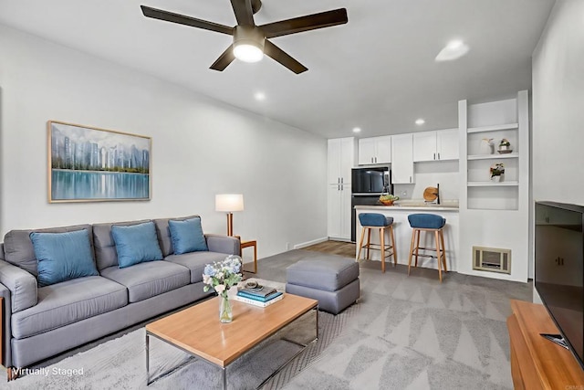 6362 Rancho Mission Rd Unit 712, San Diego, CA 92108 - living area featuring ceiling fan, recessed lighting, and light carpet
