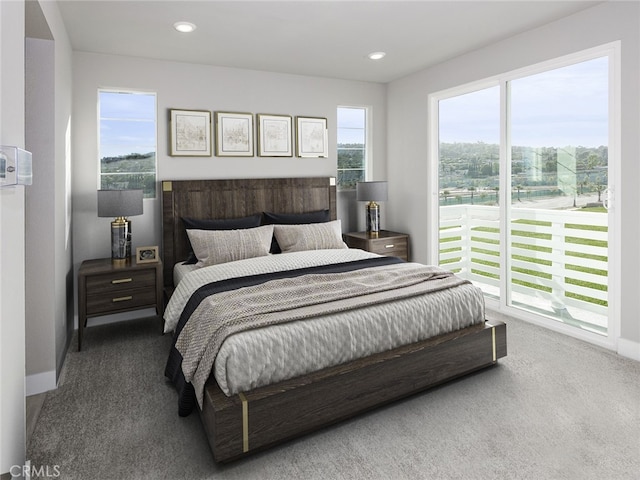 1474 Skyline Ln, San Pedro, CA 90732 - carpeted bedroom with recessed lighting, access to exterior, and baseboards