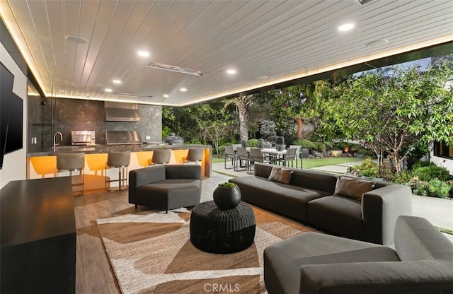 15 Torrey Pines Ln, Newport Beach, CA 92660 - building lobby featuring recessed lighting and wooden ceiling
