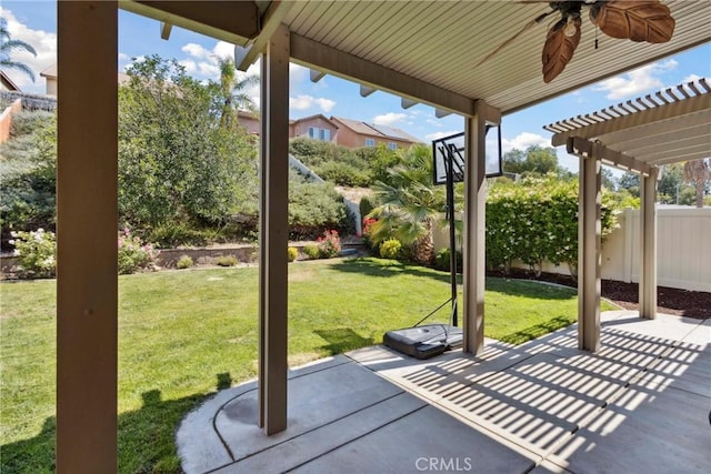 33184 Puffin St, Temecula, CA 92592 - view of patio featuring ceiling fan and a pergola