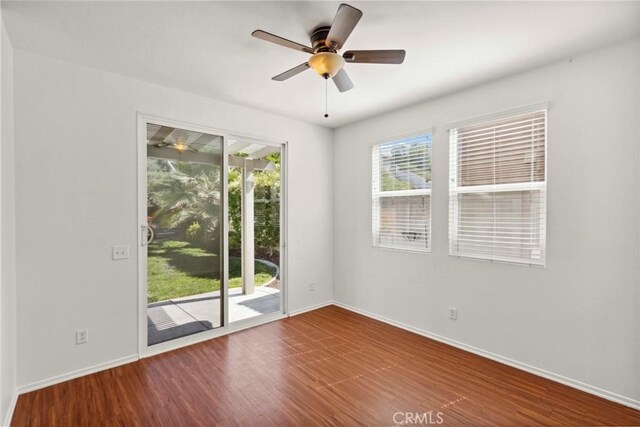 33184 Puffin St, Temecula, CA 92592 - empty room with baseboards, wood finished floors, and ceiling fan