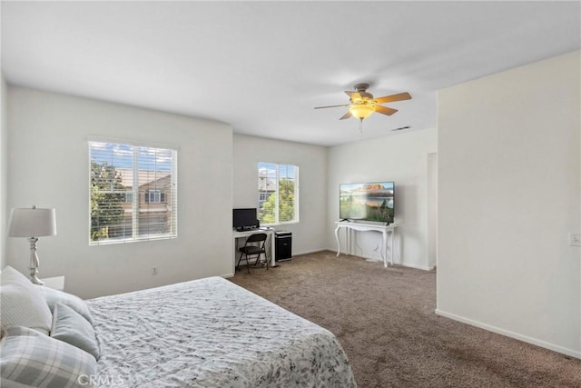 33184 Puffin St, Temecula, CA 92592 - carpeted bedroom with an office area, a ceiling fan, and baseboards