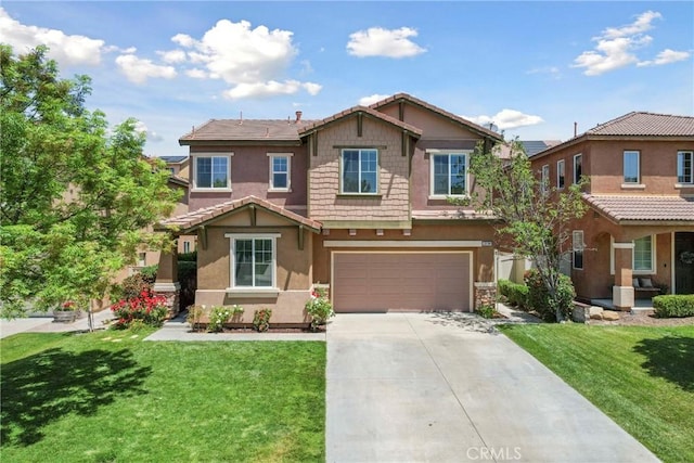 33184 Puffin St, Temecula, CA 92592 - view of front facade featuring driveway, stucco siding, an attached garage, and a front lawn