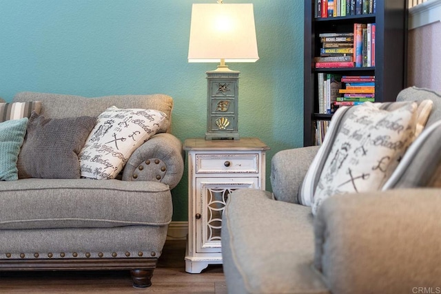 4610 Los Alamos Way Unit C, Oceanside, CA 92057 - living area with wood finished floors and a textured wall