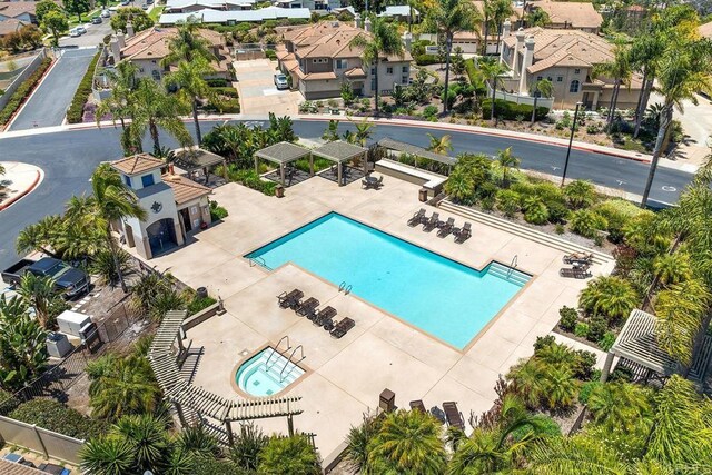 4610 Los Alamos Way Unit C, Oceanside, CA 92057 - aerial view of residential area featuring a pool