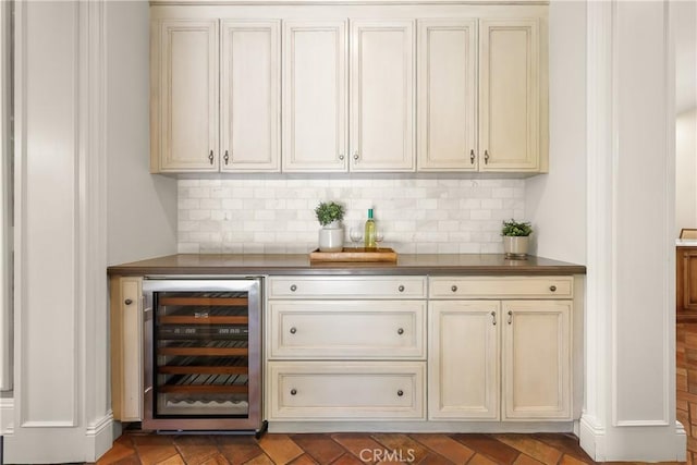 755 Carriage House Dr, Arcadia, CA 91006 - bar area featuring beverage cooler and decorative backsplash