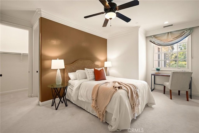 755 Carriage House Dr, Arcadia, CA 91006 - bedroom featuring carpet flooring, baseboards, crown molding, ceiling fan, and a closet