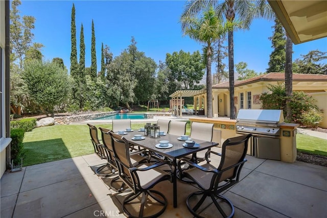 755 Carriage House Dr, Arcadia, CA 91006 - view of patio featuring outdoor dining area and an outdoor pool