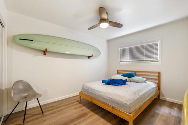 102733 3rd St, Encinitas, CA 92024 - bedroom with wood finished floors, baseboards, and ceiling fan