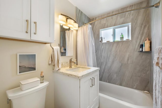 102733 3rd St, Encinitas, CA 92024 - full bathroom featuring vanity, toilet, and shower / tub combo with curtain