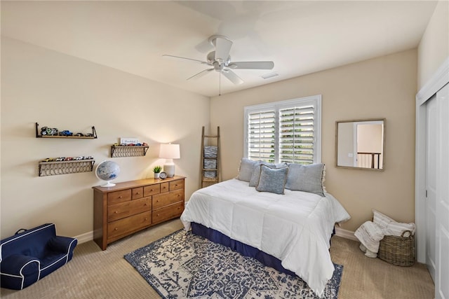 21 Corte Lomas Verdes, San Clemente, CA 92673 - bedroom featuring light carpet, a closet, baseboards, and ceiling fan