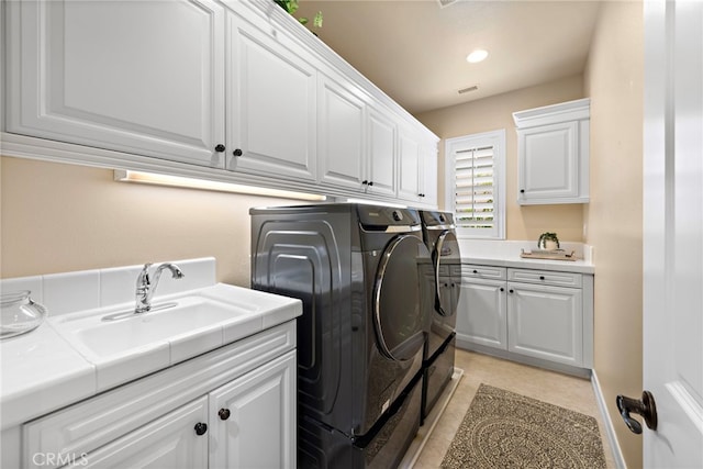 21 Corte Lomas Verdes, San Clemente, CA 92673 - laundry area with washing machine and clothes dryer, cabinet space, and recessed lighting