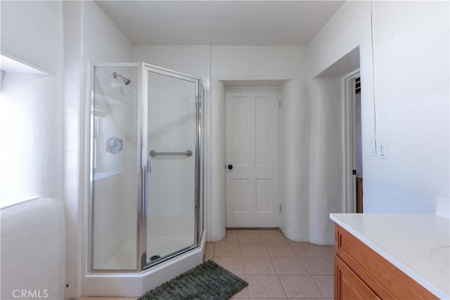 1615 Halsey St, Redlands, CA 92373 - full bathroom with a stall shower, vanity, and tile patterned floors