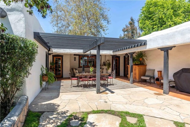 1615 Halsey St, Redlands, CA 92373 - view of patio / terrace featuring a pergola, outdoor dining space, and area for grilling