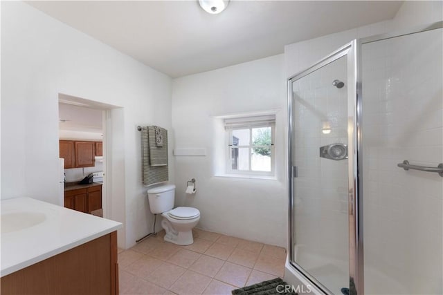 1615 Halsey St, Redlands, CA 92373 - full bathroom featuring vanity, a stall shower, and tile patterned floors