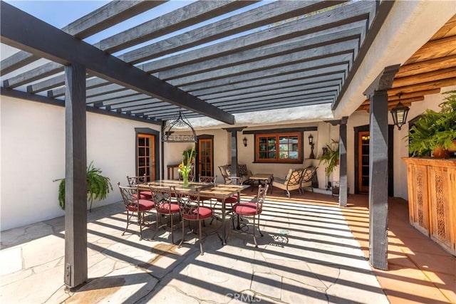 1615 Halsey St, Redlands, CA 92373 - view of patio featuring a pergola and outdoor dining area