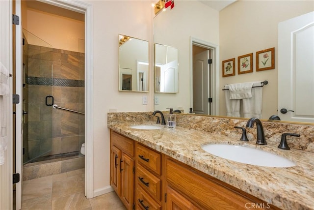 31436 Corte Sonora, Temecula, CA 92592 - bathroom featuring double vanity and a shower stall