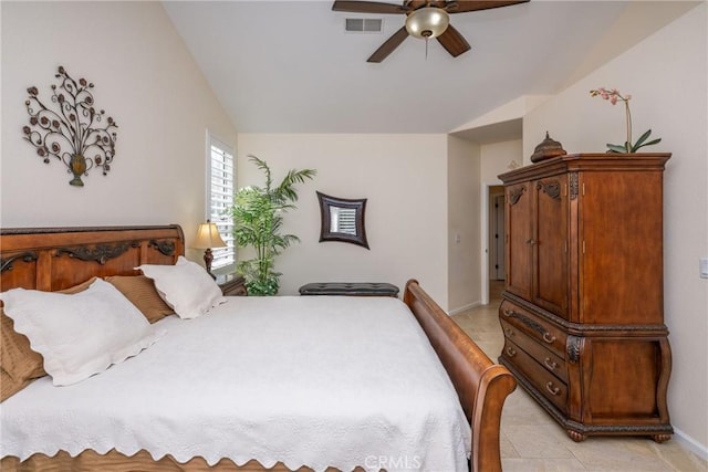 31436 Corte Sonora, Temecula, CA 92592 - bedroom featuring lofted ceiling, light tile patterned flooring, and a ceiling fan