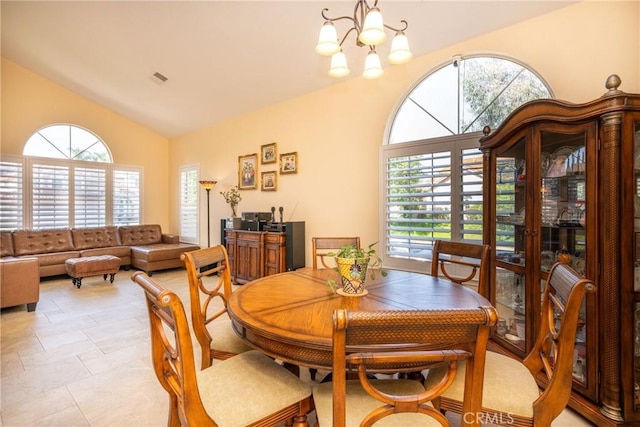 31436 Corte Sonora, Temecula, CA 92592 - dining area featuring plenty of natural light, lofted ceiling, and a chandelier