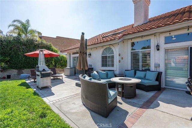 31436 Corte Sonora, Temecula, CA 92592 - view of patio / terrace with an outdoor living space with a fire pit and a grill
