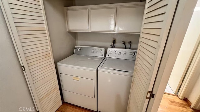 445 W Duarte Rd Unit 5, Arcadia, CA 91007 - laundry area featuring cabinet space, independent washer and dryer, and light wood-style floors
