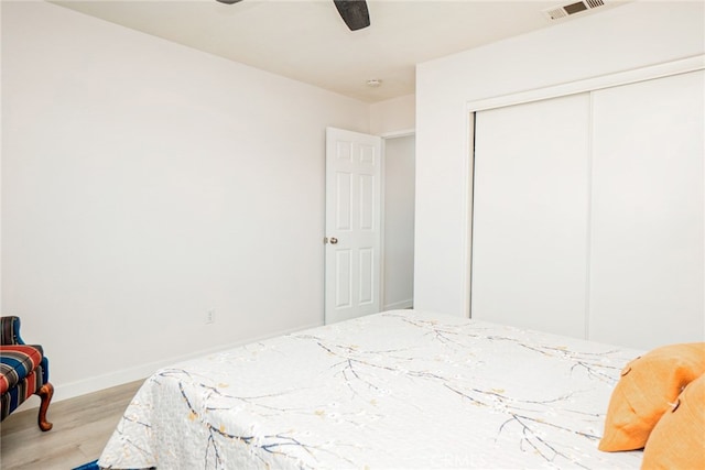 382 Settlers Rd, Upland, CA 91786 - bedroom featuring light wood-type flooring, a closet, ceiling fan, and baseboards