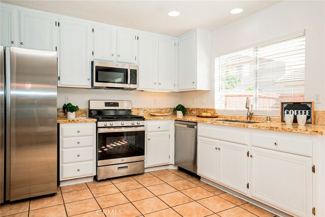 382 Settlers Rd, Upland, CA 91786 - kitchen with stainless steel appliances, a sink, white cabinets, and recessed lighting