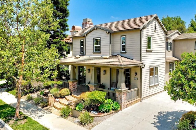 3522 Camino Cereza, Carlsbad, CA 92009 - view of front of home featuring a porch and a chimney