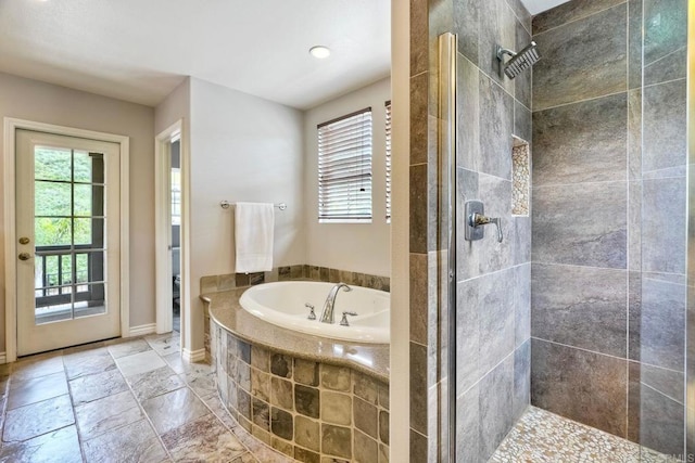 3522 Camino Cereza, Carlsbad, CA 92009 - bathroom with healthy amount of natural light, a bath, a tile shower, and recessed lighting