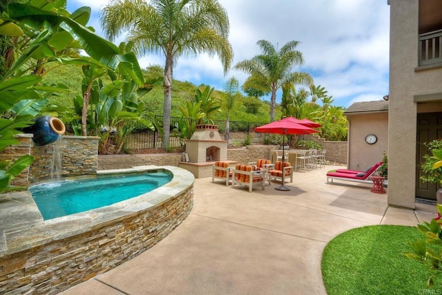 3522 Camino Cereza, Carlsbad, CA 92009 - view of swimming pool featuring an outdoor fireplace and a patio area